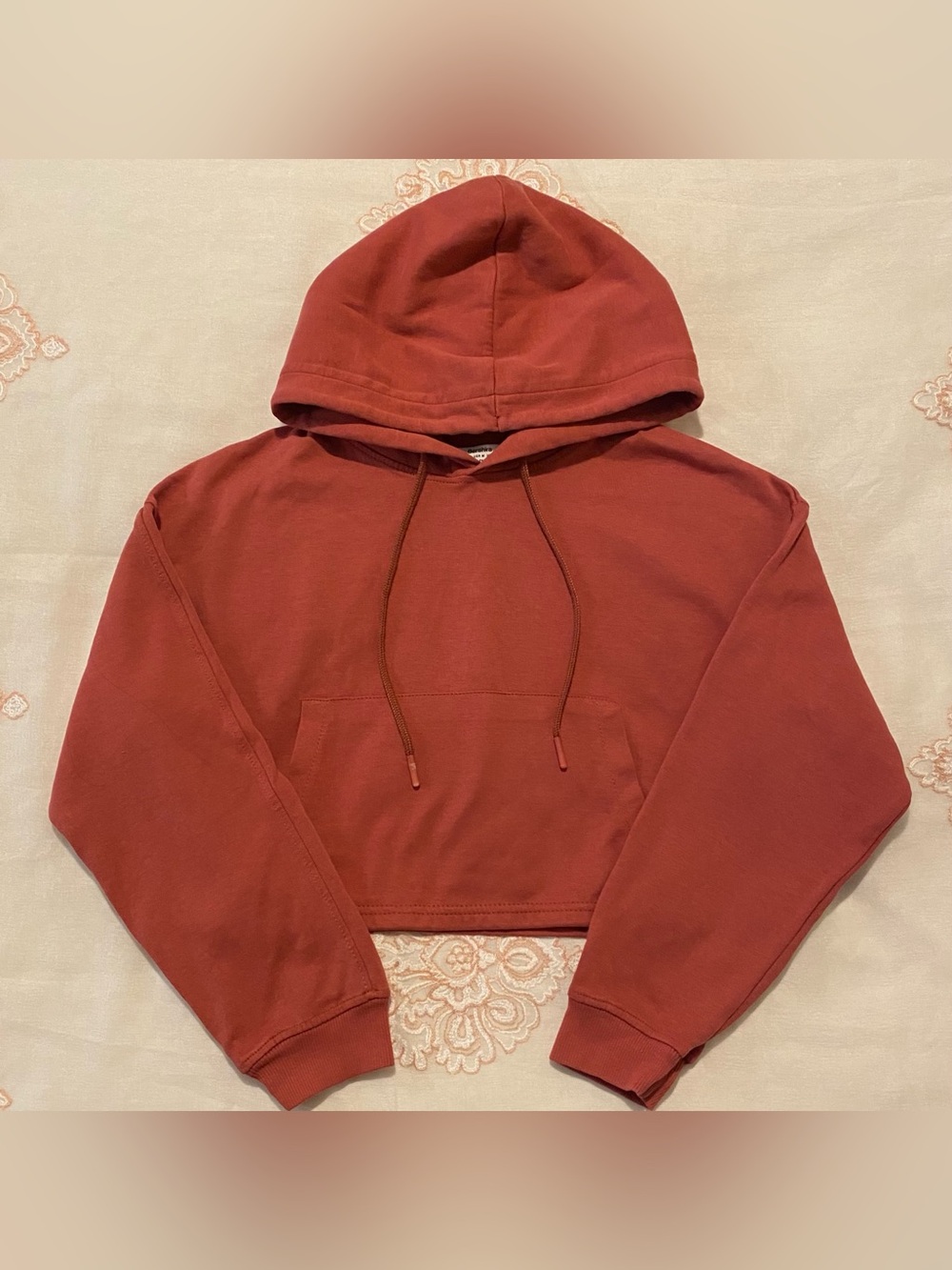 Red cropped hoodie